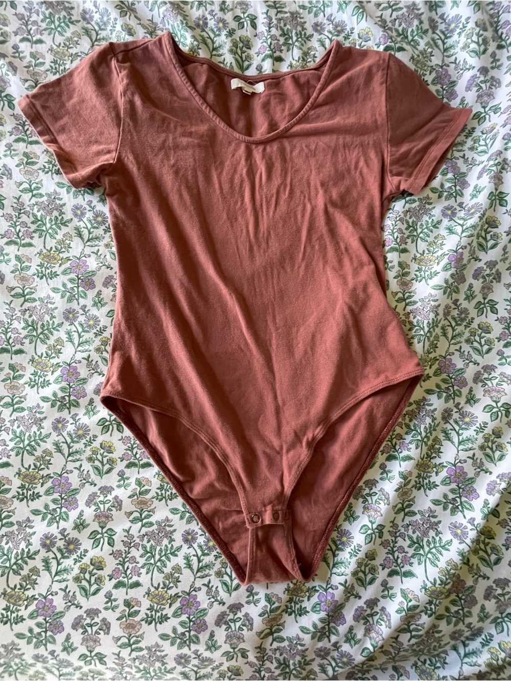 Rust Scoop Neck Short Sleeve Bodysuit